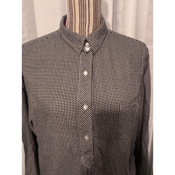 Victoria's Secret Black & White Gingham Long Sleeve Cotton/Silk Shirt‎ Large - Picture 2 of 12